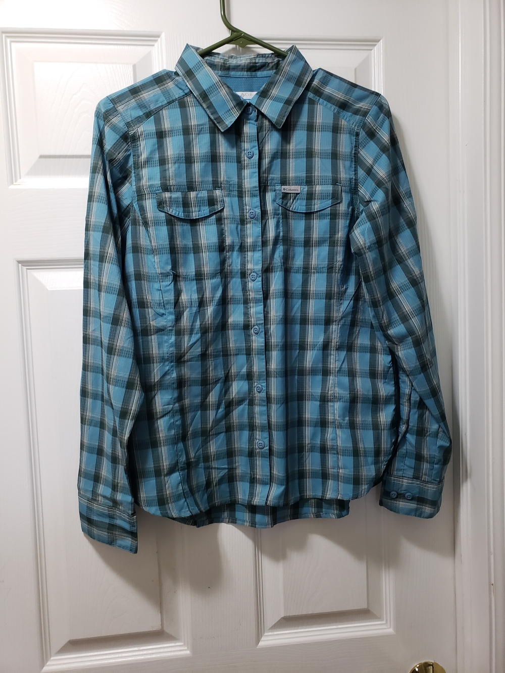 Men's Teal Plaid Casual Button-Down Shirt